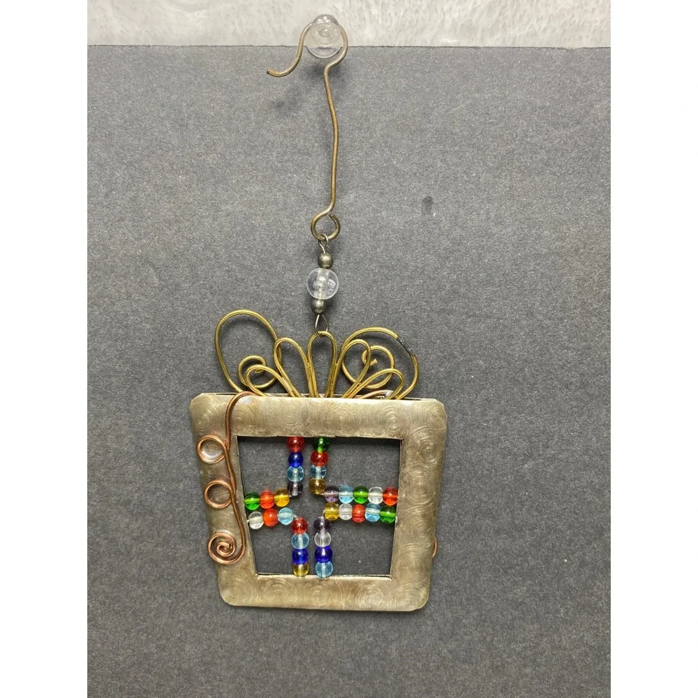 Handcrafted Beaded Gift Box Christmas Ornament Mix‎ Metals Brass Copper Metal